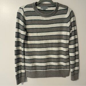 Barefoot Dreams Cozy Chic Lite Pullover Sweater Size XS Ocean Gray Lurex Stripe